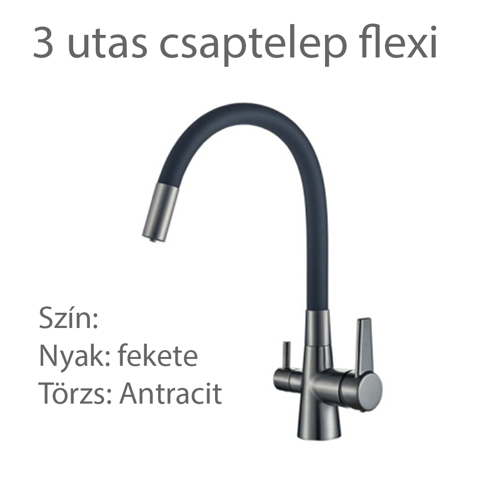 3 utas csaptelep Flexibilis Fekete/Antracit 1 3 utas csaptelep