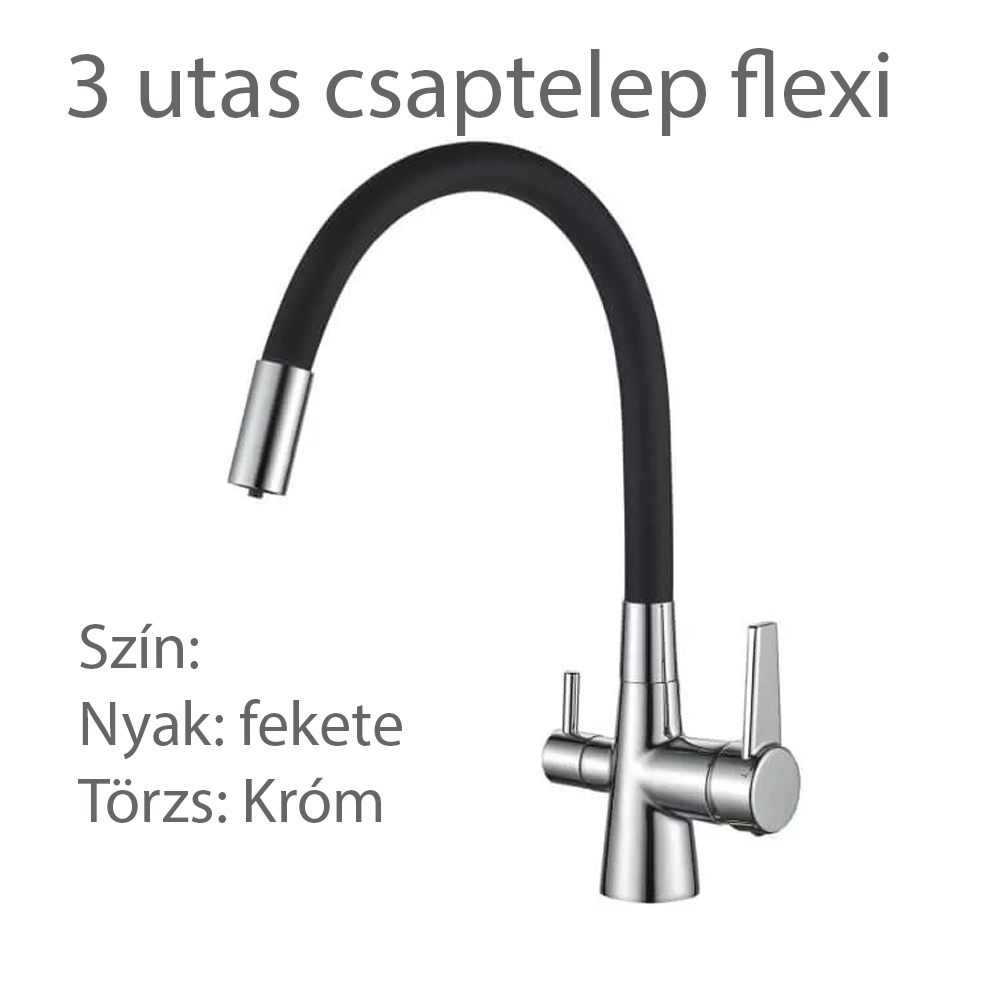 3 utas csaptelep Flexibilis Fekete/Cróm 1 3 utas csaptelep
