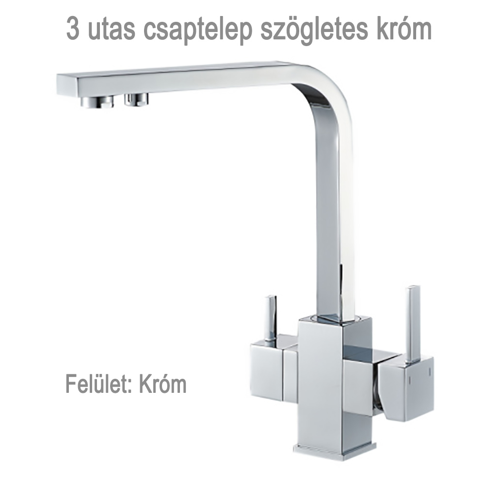 3 utas csaptelep szögletes - A 101 króm 1 3 utas csaptelep A-101 Króm