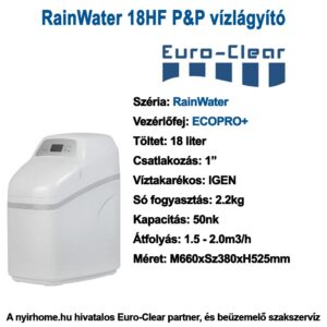 RainWater 18HF Plug&Play vízlágyító előre felprogramozott vezérlő fejjel, a Nyirhome.hu kínálatából.