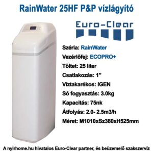 RainWater 25HF Plug&Play vizlágyító, 1" vezérlőfej, szakember nélkül beüzemelhető, helytakarékos kivitel. Nyirhome.hu