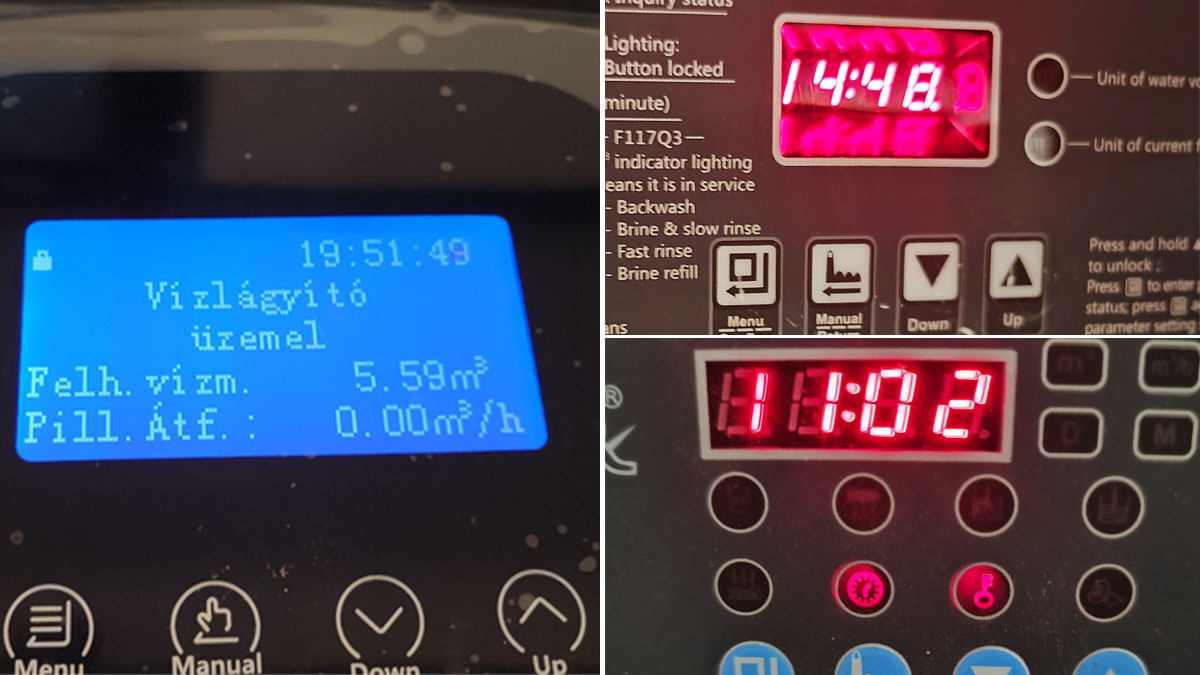 Vízlágyító telepítése lépésről lépésre: Így kerüld el a leggyakoribb bekötési hibákat 9 Euro-Clear vízlágyító digitális vezérlőfej kijelzője.Digitális és LED.