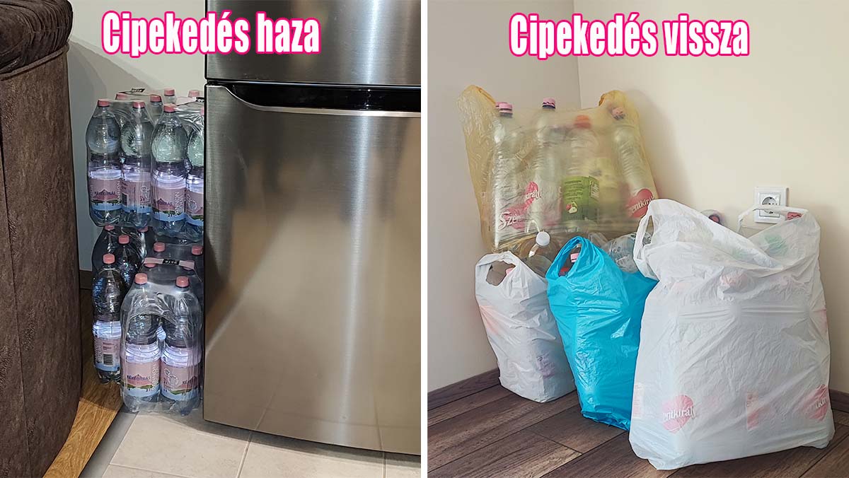 Ásványviz cipekedés oda vissza